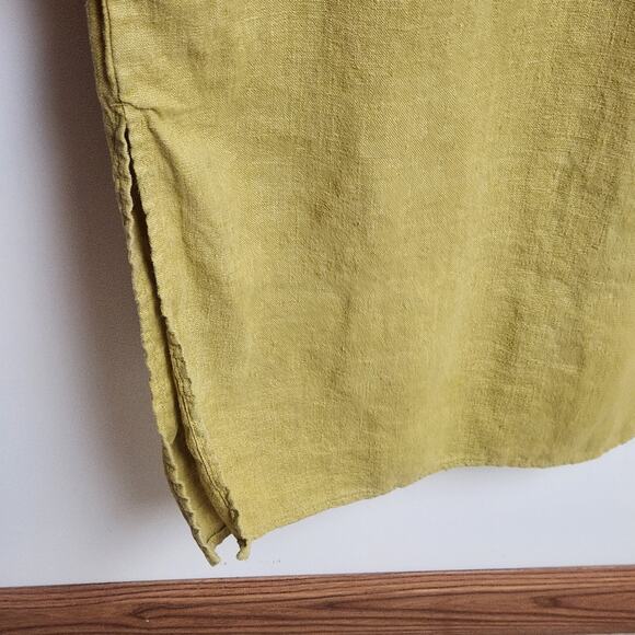 Vtg Studio Ease Pure Linen Shift Dress 16W* Womens Mustard Chartreuse (24W Tag) - Picture 4 of 12